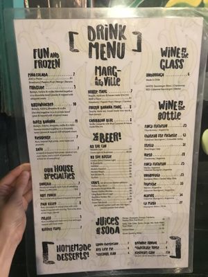 Drinks and dessert menu (no vegan desserts, unfortunately)  at Bananas in Vieques