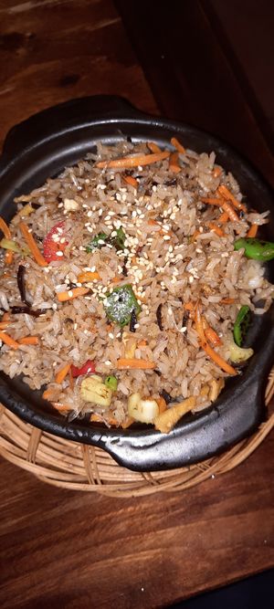 Clay pot fried rice at Vina Vegan in Newtown