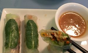 rolls and wanton soup  at Vina Vegan in Newtown