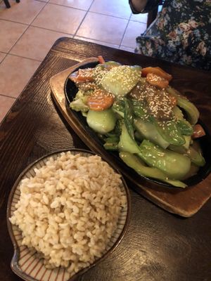 Rice and “pork” stir fry at Vina Vegan in Newtown