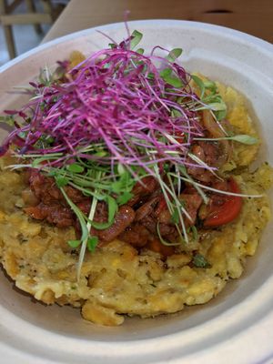 Mofongo with BBQ jackfruit. at Passiflora in Rincon