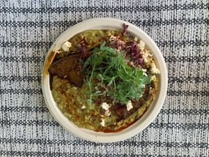 Risotto de Gandules con Germinados frescos.  at Passiflora in Rincon