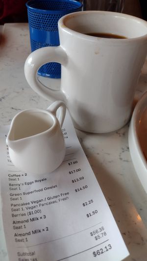 75 cents for almond milk each time. Might have been better to order a whole glass. at Mid Kitchen in Evanston