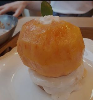 Peach filled with cream at Apbbang - Future Bakery 앞으로의 빵집 in Seoul