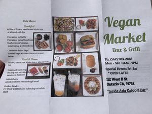 Menu  at Vegan Market Bar and Grill in Ontario