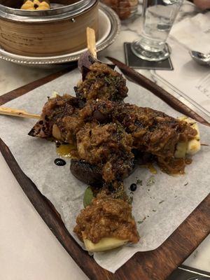 Portobello, Tofu and Pineapple Satay  at Chopsuey Cafe - Dempsey Rd in Central Singapore