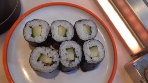 Cucumber maki at YO! Sushi in Exeter