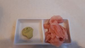 garnishes of wasabi and ginger at YO! Sushi in Exeter