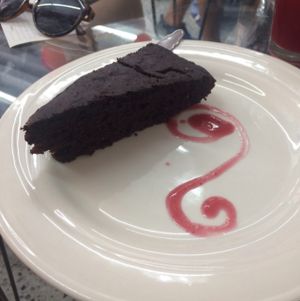 vegan Chocolate cake very soft and delicious  at Girasoles Restaurante Vegetariano in Cartagena
