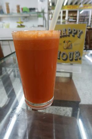 Carrot juice at Girasoles Restaurante Vegetariano in Cartagena