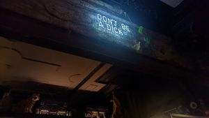 Neon sign telling it as it is #Veganuary at The Lioness of Leith in Edinburgh