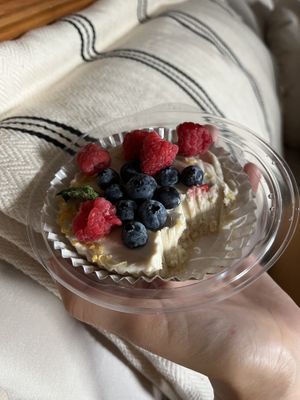 Vegan gluten-free lemon blueberry tart 👏🏽  at Troy's Fresh Kitchen & Juice Bar in Londonderry