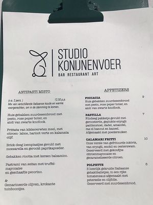 Menu starter and appetizer  at Konijnenvoer in Arnhem