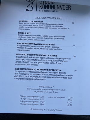 Menu at Konijnenvoer in Arnhem