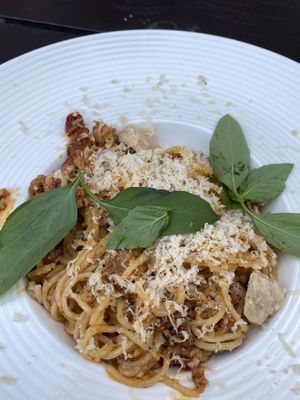 Spaghettini with salsicce piccante. at Konijnenvoer in Arnhem