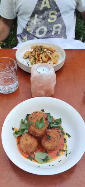 Calamari en risotto ballen at Konijnenvoer in Arnhem