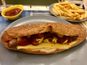Vegan hotdog  at Bayt Sara in Amman