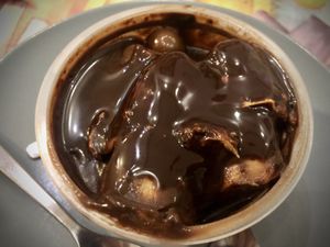 Banana, chocolate dessert  at Bayt Sara in Amman