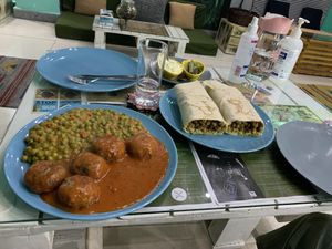 Vegan meatballs and vegan shawarma   at Bayt Sara in Amman