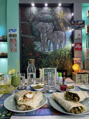 Crispy tofu and shawarma sandwiches   at Bayt Sara in Amman