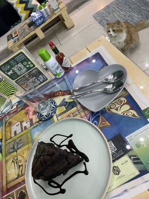 Chocolate cake and Girlfield 🐈  at Bayt Sara in Amman