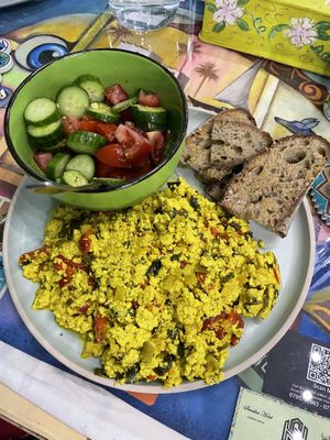 Tofu omelette and salad  at Bayt Sara in Amman