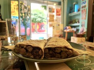 Delicious huge wrap. at Bayt Sara in Amman