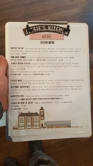 Vegan menu at Jessie's Kitchen in Dundee