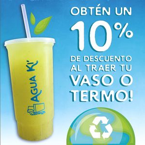 Trae tu vaso o termo y obtén un 10% de descuento 😊🙏🏼 at Agua Ki' in Playa Del Carmen