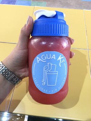 Trae tu vaso y llévate una deliciosa limonada rosa con una infusión de flores!  at Agua Ki' in Playa Del Carmen