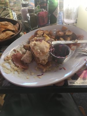 Went to town on this vegan “chicken” biscuit and gravy plate   at The Remedy Diner in Raleigh