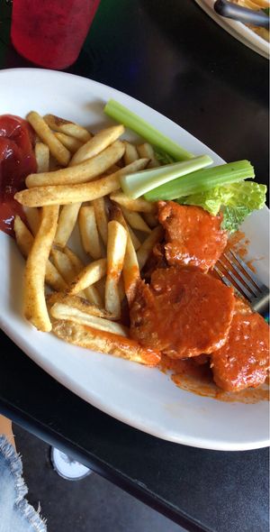 Vegan non-chicken wings meal at The Remedy Diner in Raleigh