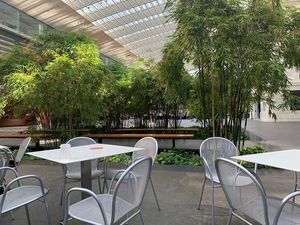 Beautiful dine-in space at the art museum atrium at Provenance Cafe in Cleveland