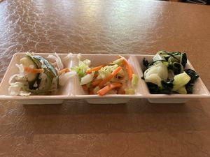 Joy (our waitress) brought us this veg plate on the house. It was very good!   at Grandeho Kamekyo in San Francisco