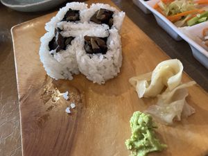 Ate two before I took the pic. These are the shittake sushi   at Grandeho Kamekyo in San Francisco