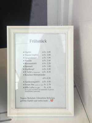 prices for pastries  at BACKbAR in Zurich
