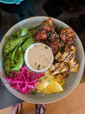 Bounty bowl with tofu at Mad Apple in Launceston