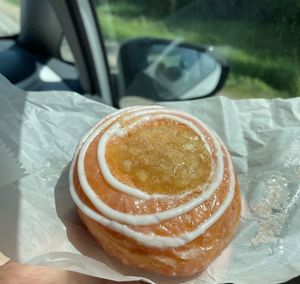 Vegan apple rhubarb donut  at ICON Donuts in Waterloo