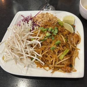 vegan pad thai with mock chicken  at Thotsakan in San Diego
