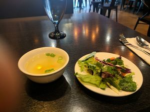 Salad and soup of lunch special at Thotsakan in San Diego