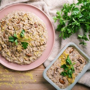 Mushroom Risotto made from a medicinal shitake and vegetable broth.  at Garden of Vegan in Burleigh Heads