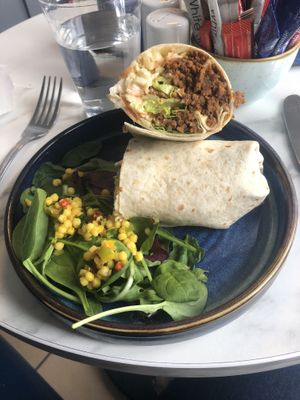 Vegan pork wrap with extra salad  at Skinny Batch Bakery in Lusk