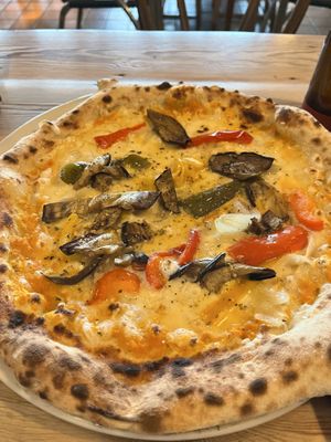 Contadino pizza  at Rustico in Bexhill