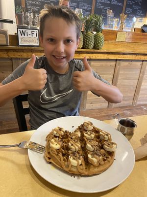 Thumbs up for the peanut butter drizzle. It doesn’t even need syrup   at Little Palm in Fort Myers Beach