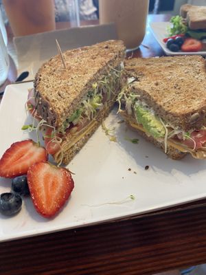 No Turkey vegan sandwich with added avocado is amazing. Drinks are great too    at Little Palm in Fort Myers Beach