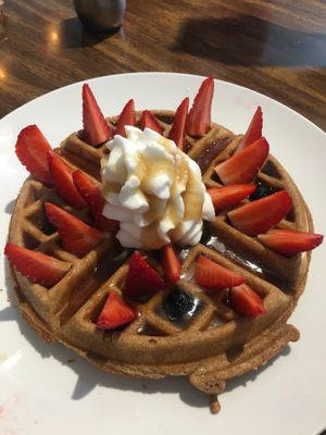 Berry waffle with squirty coconut cream  at Little Palm in Fort Myers Beach