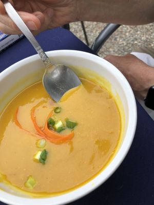 Spicy butternut squash soup  at Bloodroot in Bridgeport