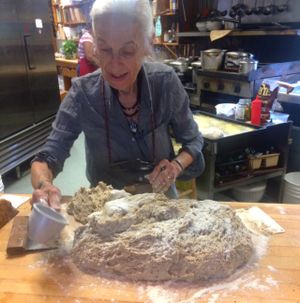 making the bread at Bloodroot in Bridgeport