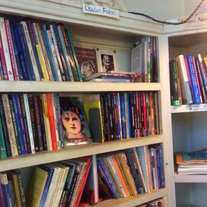 bookstore  at Bloodroot in Bridgeport