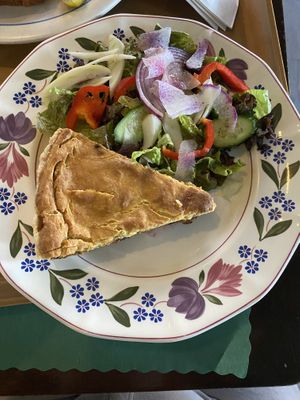 Better view of the quiche and salad😄 at Bloodroot in Bridgeport